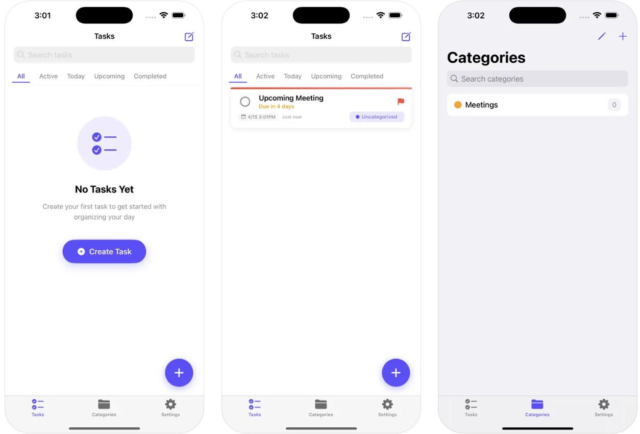 TodoListMore - iOS task management app with customizable categories, priorities, home screen widgets, and dark mode
